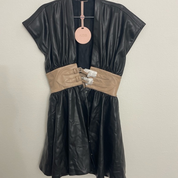Alexis Berlin Mini Dress Faux Leather  Black Size M $495 msrp - Picture 4 of 9